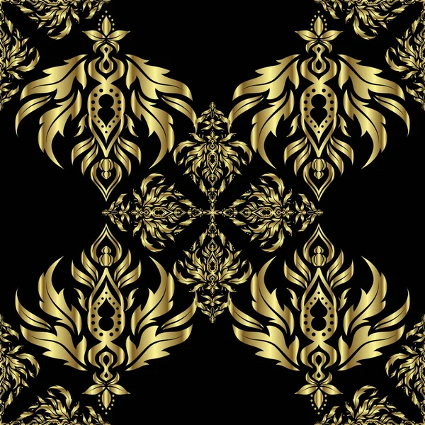 Безшовні Візерунки Східного Орнаменту Ісламський Векторний Дизайн Золота Плитка Квітковим — стоковий вектор