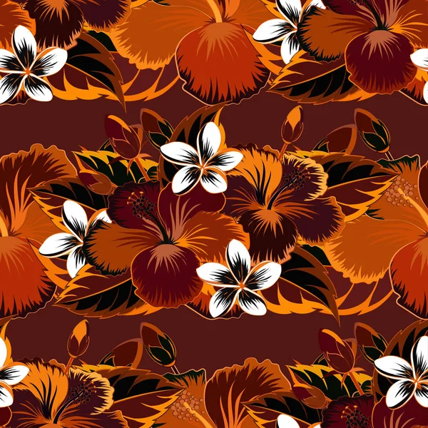 Vector Nahtloses Muster Hawaiianisches Aloha Shirt Nahtloses Design Braunen Roten — Stockvektor