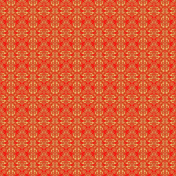 Nahtloses Muster Aus Goldenen Elementen Auf Rotem Hintergrund — Stockvektor