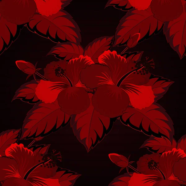 Ilustración Vectores Prohibición Roja Negra Oscurece Las Flores Sin Fisuras — Vector de stock
