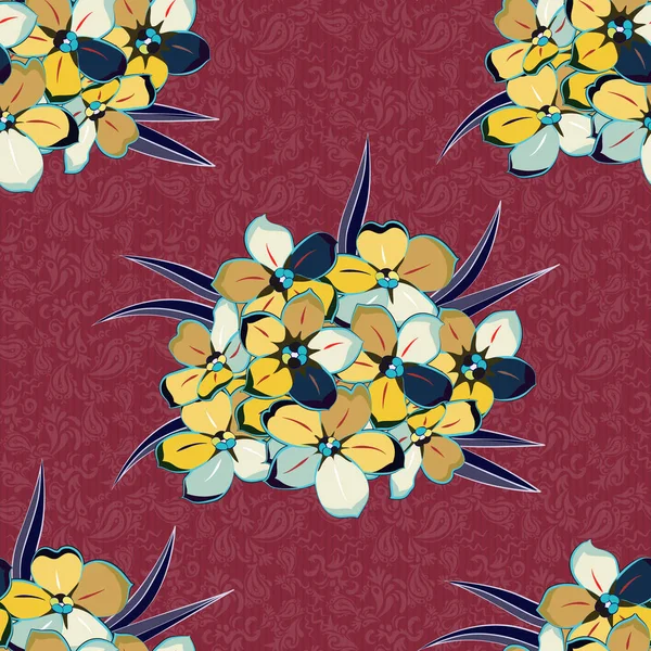 Fondo Floral Acuarela Tono Sin Costuras Con Flores Primola Hojas — Vector de stock