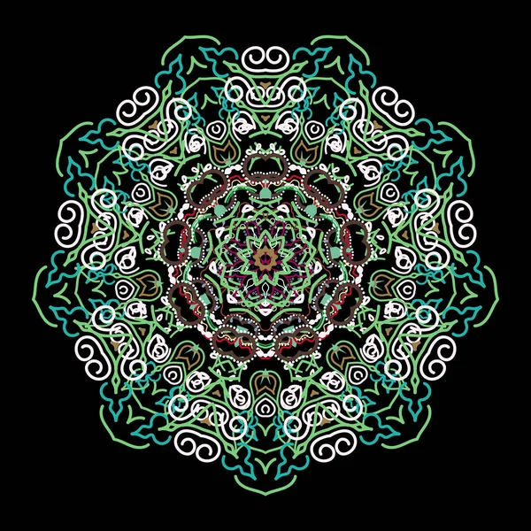 Elegante Mandala Marrón Verde Azul Con Elementos Variados Niza Vector — Vector de stock