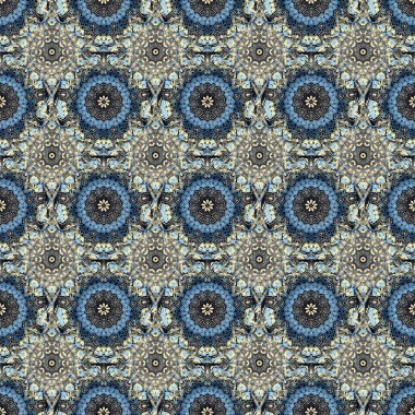 Duvar kağıdı barok, kusursuz vektör arkaplan mavi, gri ve yeşil renklerde. Çiçeksiz desen.