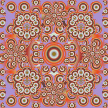 Vektör kusursuz desen. Süslü sınır. Kusursuz kumaş deseni, klasik duvar kağıdı, pembe, mor ve turuncu arka planda..