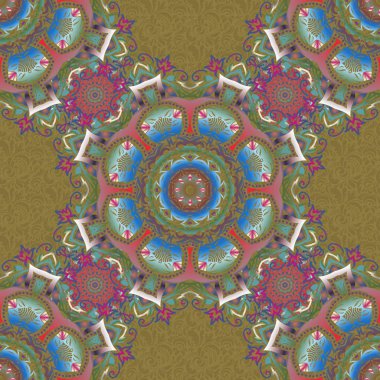 Davetiyeler, tebrik kartları, ambalajlar için süs desenleri. Geleneksel soyut dekor. Dekoratif, pürüzsüz desen. Tasarımınız için kahverengi ve mavi renkte vektör süsleme ögeleri.