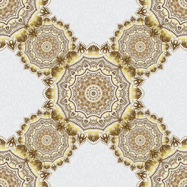 Vektör altın pürüzsüz desen. Gri arka planda klasik altın süslemeleri olan kusursuz çiçek kenarı..