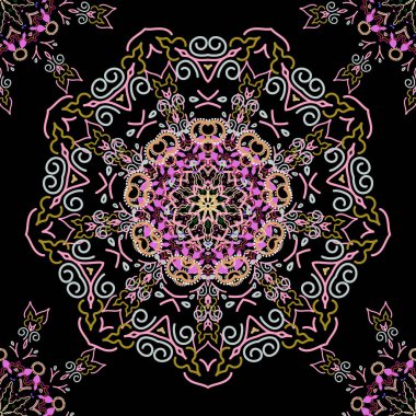 Soyut çiçek süsü, soyut çok renkli dekoratif elementlerin vektörsüz deseni..