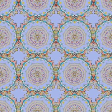 Turuncu, sarı ve kahverengi renklerde kusursuz soyut kabile deseni. El yapımı etnik doku, hayal gücünün uçuşu. Vektör illüstrasyonu.