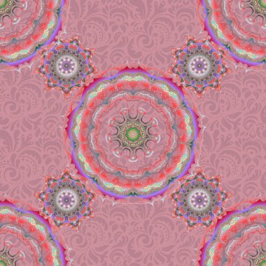 Geleneksel Hint tarzı, kına dövmesi, baskı, çıkartma, mehndi, yoga tasarımı için süs eşyası. Kırmızı ve yeşil mehndi 'nin vektörsüz deseni.