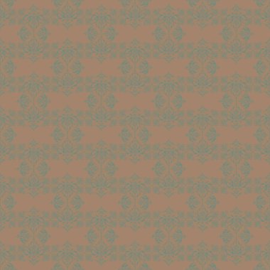 Yeşil ve bej renkli, tekrarlayan elementlerle kusursuz bir soyut süs. Zarif raster klasik kusursuz desen.