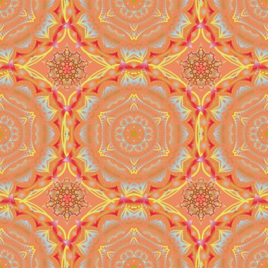 Sarı ve turuncu renklerde kusursuz bir süs. Sıkıntılı damask desensiz arkaplan fayansı.