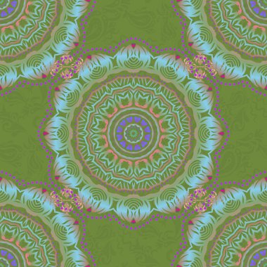 Mavi, yeşil ve pembe ızgaralı kusursuz desen. Vintage süsün vektör kare bileşimi.