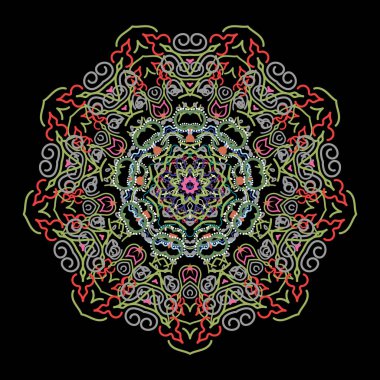 Pembe, mavi ve turuncu renklerde barok kumaş deseni. Şatafatlı klasik süs, duvar kağıtları, baskı, tekstil veya kumaş için kraliyet Victoria dönemi dokusu. Vektör illüstrasyonu.