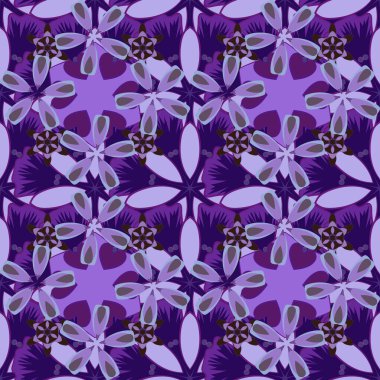 Şirin damaske süsü olan kusursuz bir desen. Duvar kağıtları, arka planlar, el ilanları ya da ambalaj kağıtları için desen. Kusursuz vektör menekşe, mor ve mavi süs, Arap tarzı..