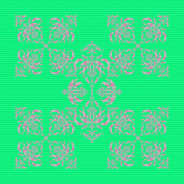 Vector Naadloos Patroon Van Grijs Roze Groen Ornament Oosters Ornament — Stockvector