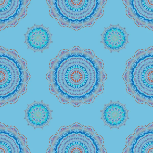 Multicolor Ornament Bezešvé Vzor Multicolored Vector Print Blue Background Design — Stockový vektor