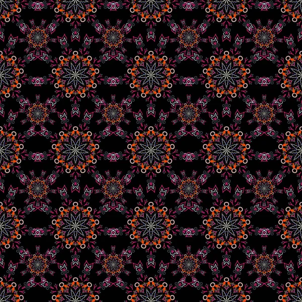 바로크 다마스크는 파랗고 갈색의 솔기없는 패턴을 추상적 장식품 페이퍼 바로크 — 스톡 벡터