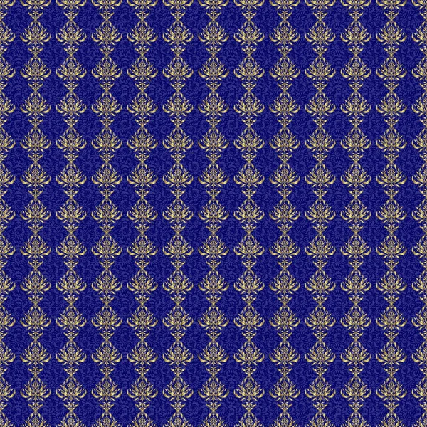 Złota Faktura Niebieskim Tle Płynny Wzór Złotym Ornamentem — Wektor stockowy