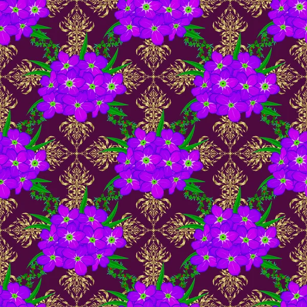 Ornement Floral Sans Couture Motif Fleur Primula Moderne Avec Des — Image vectorielle