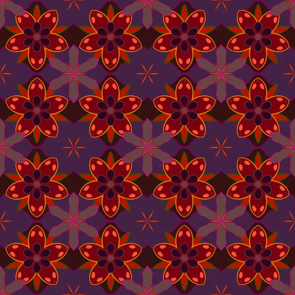 Бесшовный Фон Черный Красный Фиолетовый Орнамент Барокко Обоев Дамаск Цветочный — стоковый вектор