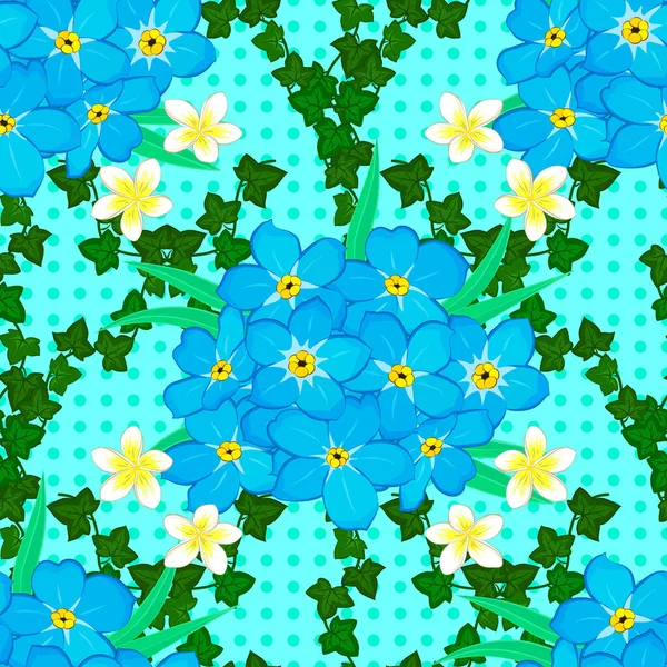 Elegantní Bezešvé Vzor Mnoha Dekorativních Květin Modrém Pozadí Kolorovací Prvky — Stockový vektor