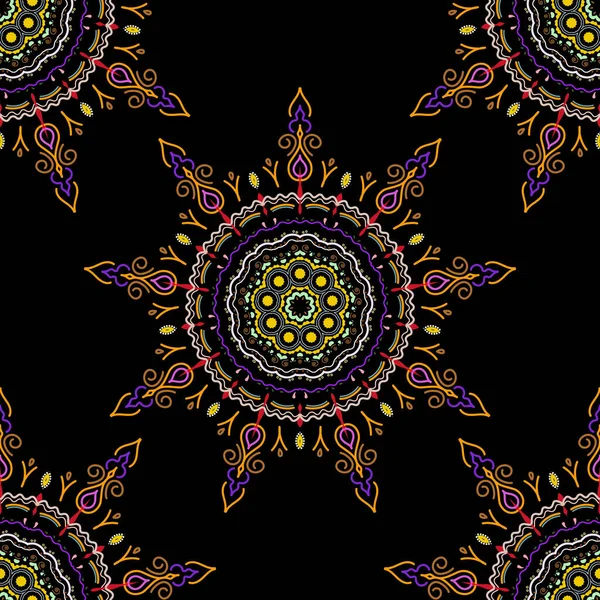Patrón Tribal Abstracto Sin Costuras Colores Violeta Amarillo Neutro Textura — Vector de stock