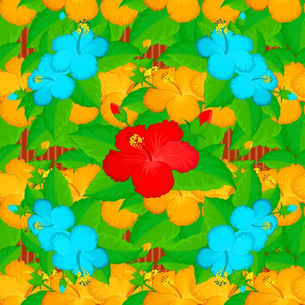 Ładny Kwiatowy Nadruk Zielonymi Żółtymi Niebieskimi Kwiatkami Motley Bezszwowy Wzór — Wektor stockowy