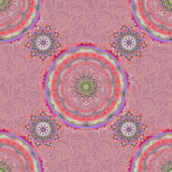 Geleneksel Hint tarzı, kına dövmesi, baskı, çıkartma, mehndi, yoga tasarımı için süs eşyası. Kırmızı ve yeşil mehndi 'nin vektörsüz deseni.