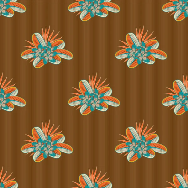 Patrón Sin Costuras Colores Marrón Naranja Beige Hermosas Flores Plumeria — Vector de stock