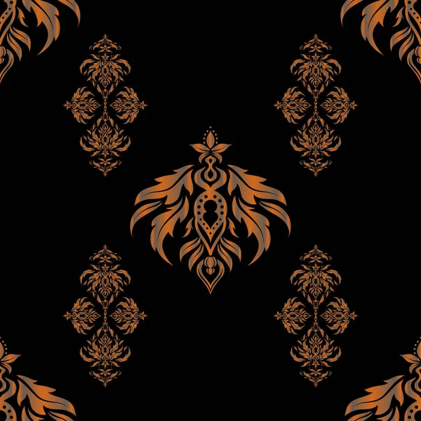 Modèle Sans Couture Éléments Vectoriels Orange Marron Sur Fond Noir — Image vectorielle