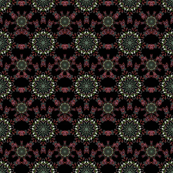 Bezešvé Damaškové Vzory Klasické Tapety Pozadí Ozdobné Okraje Oranžové Zelené — Stockový vektor
