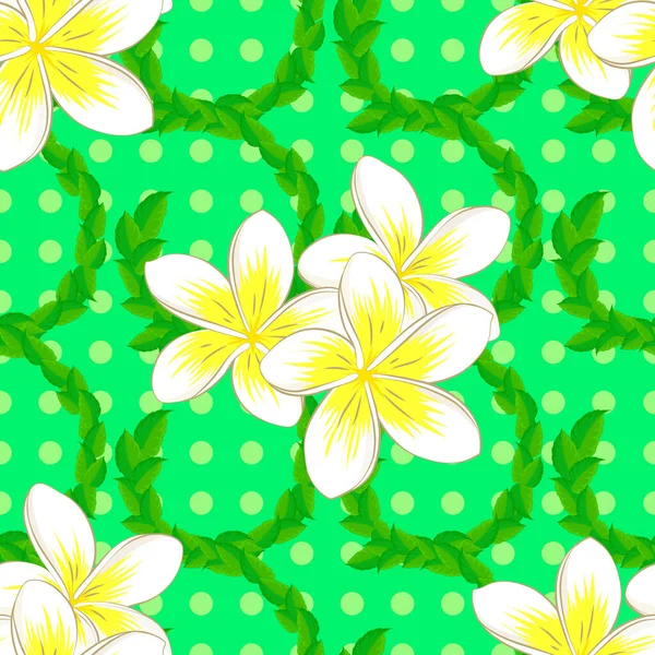 小花中的矢量图案很可爱 典雅的时尚印刷品模板 莫特利的例子 绿色背景上的小花 春花背景 — 图库矢量图片