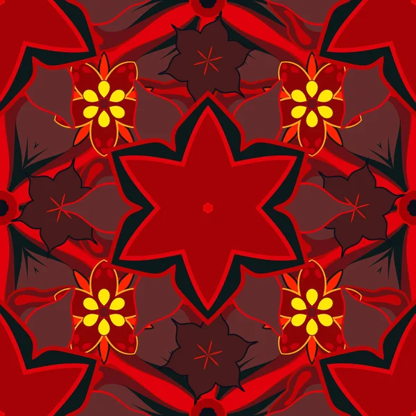 Stilisiertes Ornament Vector Glitter Texturierte Nahtlose Muster Mit Roten Schwarzen — Stockvektor