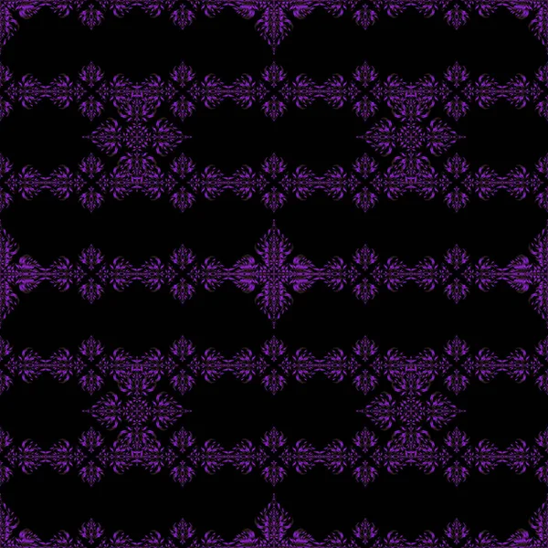 Vintage Pattern Black Background Seamless Pattern Violet Elements Design Retro — Stock Vector