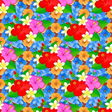 Duvar kağıdı, web sitesi arka planı ve ambalaj kağıdı için kusursuz çiçek deseni kullanılabilir. Yaprak doğal deseni kırmızı, mavi ve yeşil renklerde. Yaz tasarımı. Vektör çiçek konsepti.