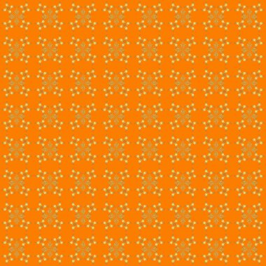 Kusursuz soyut desen, turuncu arka planda altın tekrarlayan elementler. Turuncu ve altın desenli. Oriental vektör klasik desen.