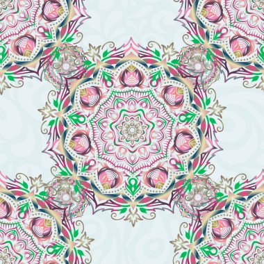 Pembe ve bej soyut süs, soyut dekoratif elementlerin vektörsüz deseni.