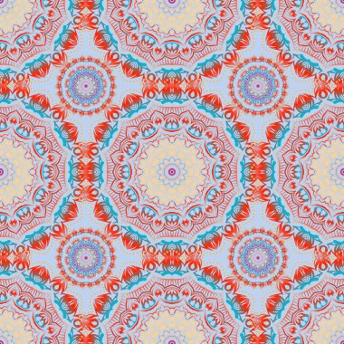 Vektör çizimi. Damask pürüzsüz arka plan deseni mavi ve sarı renklerde.