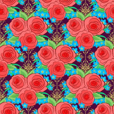 Eski bir çiçek süsü. Soyut klasik dikişsiz desen