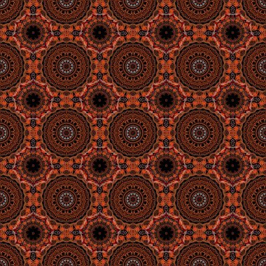 Sorunlu damasküler desensiz arka plan fayansları. Siyah arkaplanda vektörsüz süs.