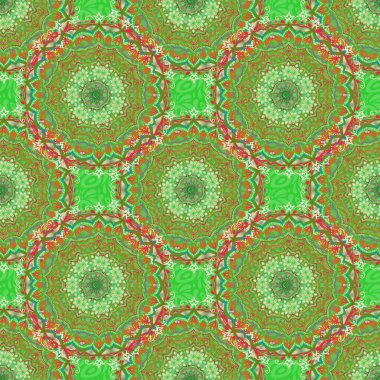 Doğu tarzında kırmızı ve yeşil ızgara. Raster tasarım için kusursuz elementler. Doğu karışık İslami kart geçmişi.