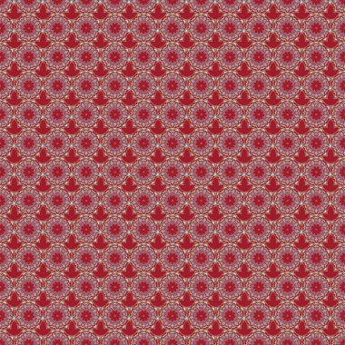 Süslü sınır. Vektör kusursuz desen. Kusursuz damaske deseni, mavi, bej ve kırmızı klasik duvar kağıdı..