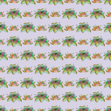 Modern Motley çiçek deseni yeşil ve mavi renklerde. Çiçek baskısı. Tekrarlayan Raster Çiçek Deseni.