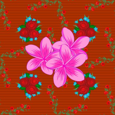 Vektör Hintli çiçek deseni. Tebrik kartları için kullanılabilir. Arka plan, tekstil. Etnik havlu, kına tarzı. Turuncu, kahverengi ve kırmızı renklerde kusursuz bir süs..