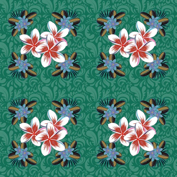 Motif Floral Sans Couture Dans Les Couleurs Beige Vert Gris — Image vectorielle