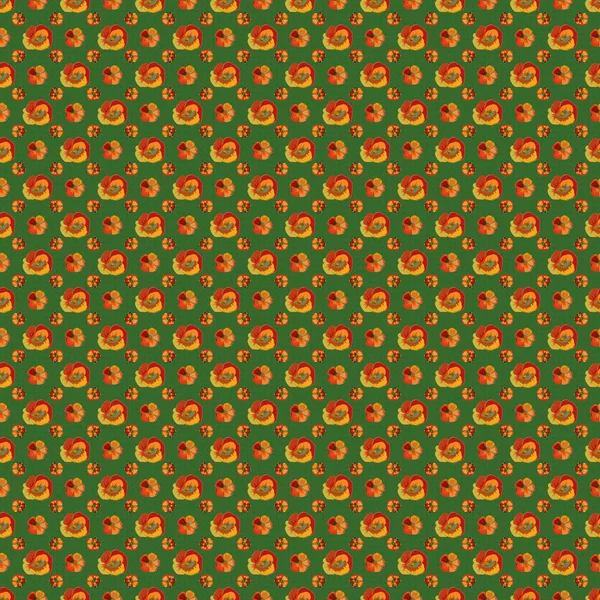 현대의 형태를 기하학적 추상적 오렌지색 노란색 초록색의 모양이다 귀여운 양귀비 — 스톡 벡터