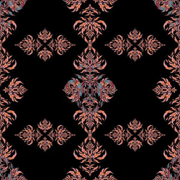 Sömlös Mönster Orientalisk Prydnad Barock Stil Traditionellt Klassiskt Vektormönster Röda — Stock vektor