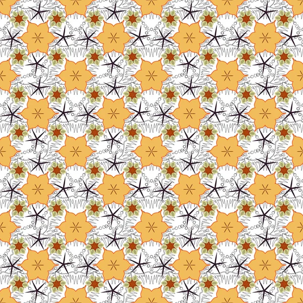 Seamless Pattern Vector Summer Print Beige Violet Yellow Colors Small — Stock Vector