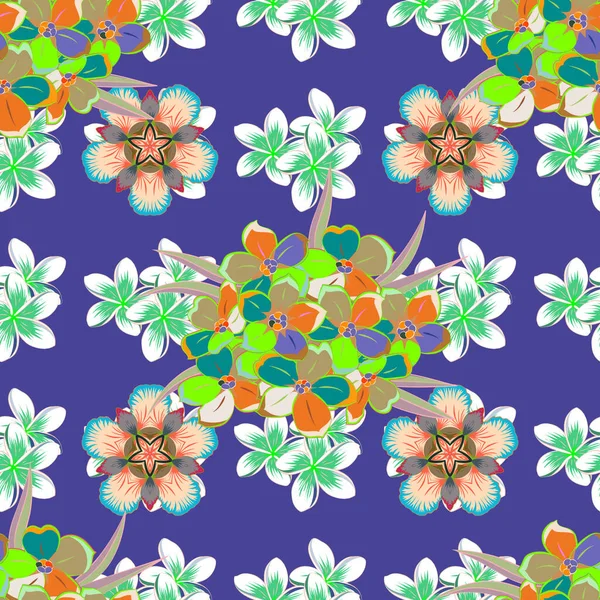 Impresión Floral Vectorial Colores Naranja Verde Patrón Sin Costura Acuarela — Vector de stock