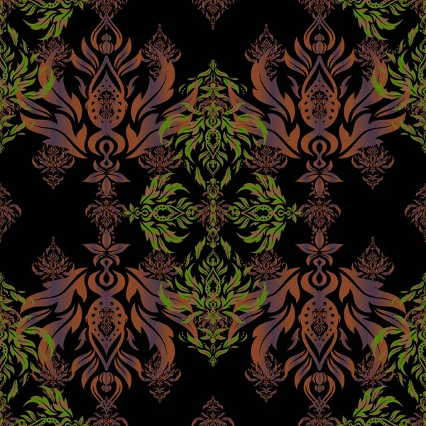 Motif Sans Couture Avec Des Éléments Verts Bruns Violets Sur — Image vectorielle